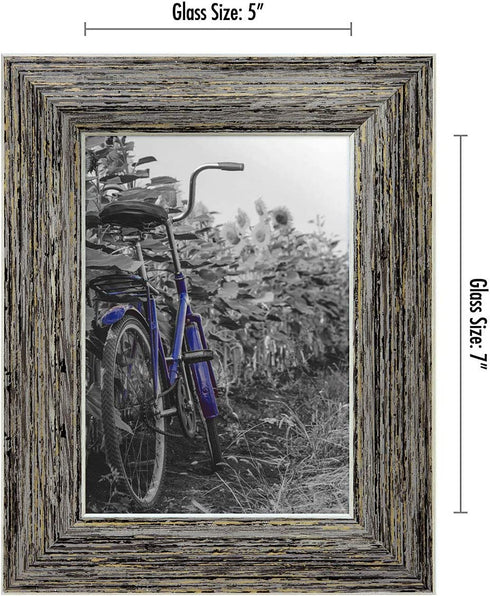 Americanflat 5x7 Rustic Tan Picture Frame with Polished Glass - Horizontal and Vertical Formats for Wall and Tabletop - Pack of 2