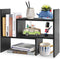 Hotwheel Desk Shelf Organizers and Storage, Expandable Mini Bookshelf for Bedroom, Adjustable Wood Desktop Shelf Black, Home & Office Decor