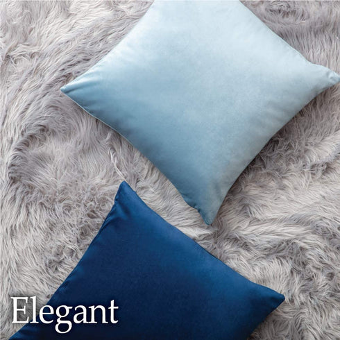 lalaLOOM Luxurious Silky Velvet Pillow Covers, Set of 2, Softest Decorative Throw Pillowcases, Hidden Zipper, Washable, Home D©cor Accent Cases for Living Room Couch, Sofa, Bedroom, 16x16, Light Blue
