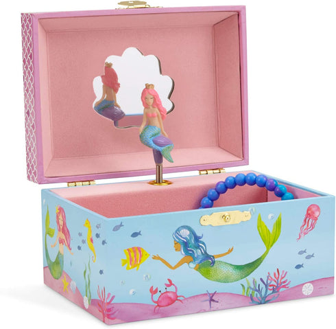 Jewelkeeper Mermaid Musical Jewelry Box, Underwater Design with Narwhal, Over the Waves Tune