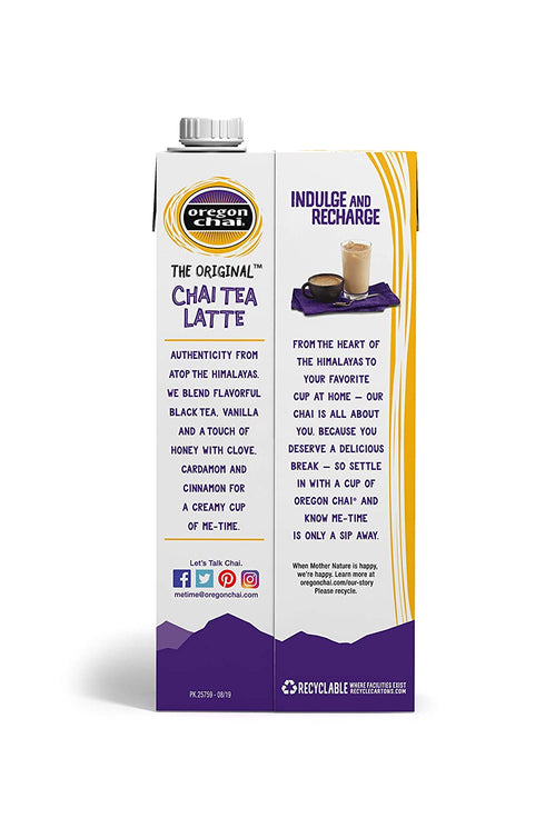 Oregon Chai, Organic and Gluten Free Chai Tea Latte Concentrate, The Original, 32 Ounce Boxes (Pack of 6)