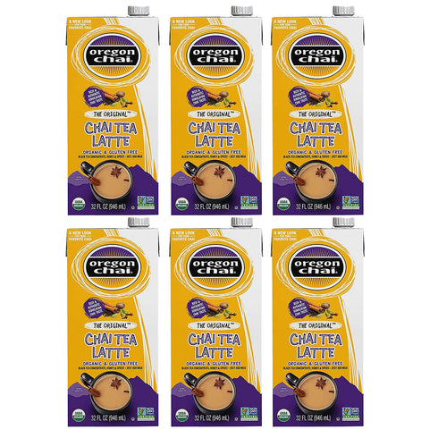 Oregon Chai, Organic and Gluten Free Chai Tea Latte Concentrate, The Original, 32 Ounce Boxes (Pack of 6)