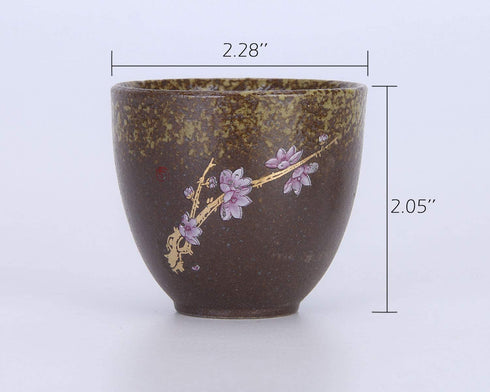 VanEnjoy Sef of 5 Hand-Drawn Traditional Chinese Ceramic Teacup Tea Cups, Floral and Bird Pattern,Bulk Teacup in Gift Box
