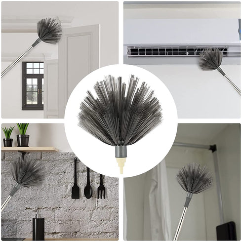 JIAHZ Microfiber Duster,7 PCS Feather Duster Cleaning Kit with 100 inches Extension Pole,Reusable Bendable Cobweb Dusters for Cleaning Ceiling Fan,Car,Computer,Blinds,Furniture