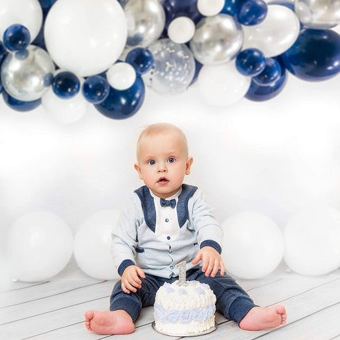 Bloonsy Navy Blue Balloon Garland Kit | Balloon Arch Kit for Baby Boy Shower | 120 Pack | Navy Blue and Silver Balloons
