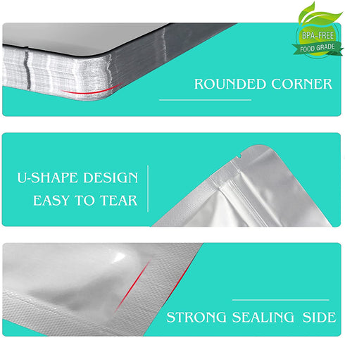 50pcs 1 Gallon Mylar Bags for Food Storage, Stand-Up Zipper Pouches Resealable and Heat Sealable Bags for Long Term Food Storage(10"x14", Extra Thick)