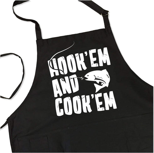 ApronMen, Hook 'Em Cook 'Em BBQ Grill Adjustable Apron for Men, One Size