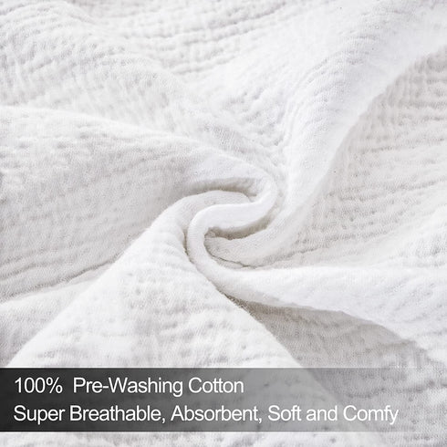 PHF 100% Cotton Jacquard Euro Sham, 26" x 26", Set of 2, Home Decorative Euro Throw Pillow Covers for Couch Sofa Bed, No Filling, White