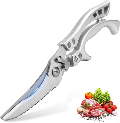 WAK Kitchen Scissors All Purpose Heavy Duty Sharp Kitchen Shears, Professional Poultry Shears, Spring Loaded Premium Metal Utility Shears, for Cutting Chicken, Bone, Fish, Meat, Chopping Vegetables