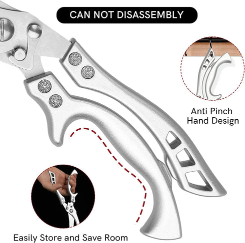 WAK Kitchen Scissors All Purpose Heavy Duty Sharp Kitchen Shears, Professional Poultry Shears, Spring Loaded Premium Metal Utility Shears, for Cutting Chicken, Bone, Fish, Meat, Chopping Vegetables