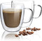 HORLIMER 15 oz Double Walled Insulated Glass Coffee Mugs Set of 2, Clear Coffee Cup with Handle for Espresso Cappuccino Latte Tea Milk Juice