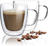 HORLIMER 15 oz Double Walled Insulated Glass Coffee Mugs Set of 2, Clear Coffee Cup with Handle for Espresso Cappuccino Latte Tea Milk Juice