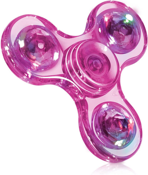 Fidget Spinner, Crystal Fidget Toy Led Light Rainbow Finger Toy Hand Fidget Spinner-Kids for ADHD Anxiety Stress Reducer(Pink)