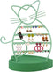 ERYTLLY Earring Holder, Cat Shaped Earring Stand with Wood Base for Girls/ Kids-47 Stud Earrings Holes (Mint Green)