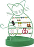 ERYTLLY Earring Holder, Cat Shaped Earring Stand with Wood Base for Girls/ Kids-47 Stud Earrings Holes (Mint Green)