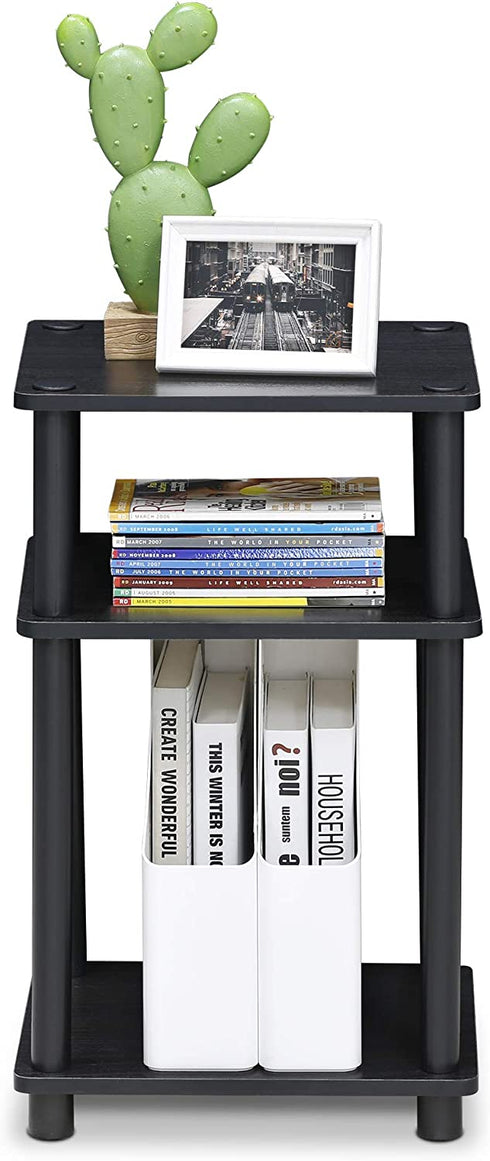 Furinno Just 3-Tier Turn-N-Tube End Table / Side Table / Night Stand / Bedside Table with Plastic Poles, 1-Pack, Americano/Black