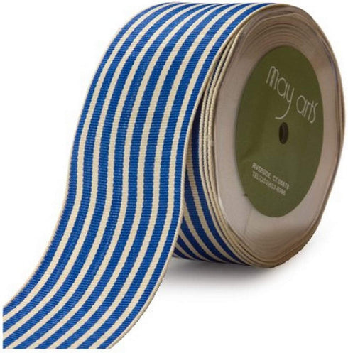 May Arts 1-1/2-Inch Wide Ribbon, Royal Blue Grosgrain Stripe