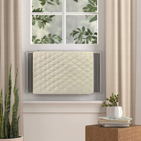 Homydom AC Cover Indoor, Air Conditioner Cover Inside AC Unit Cover Double Insulation Defender, High Elasticity, Light Yellow M-25"x 16"x 3.5"(L x H x D)