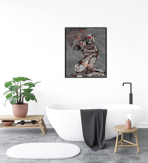 African Black Girls Wall Art Black Queen Wall Art Black Girls Music Hair Art Canvas Poster Black Woman Flower Wall Art Painting Black Queen For Bathroom Living Room Decoration Frameless 16x24 Inch