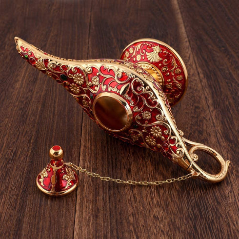 AZLACO Classic Luxury Aladdin Magic Lantern lamp Red Genie of The lamp Pot Alloy Table Decoration Gift and Present not a Real lamp, but Much Better Than Real a lamp Decorative Gifts only