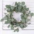 idyllic Eucalyptus Leaves Wreath Metal Polyester Fabric Paper Round Green Wreath 14 Inches for The Front Door D©cor, 2 Packs