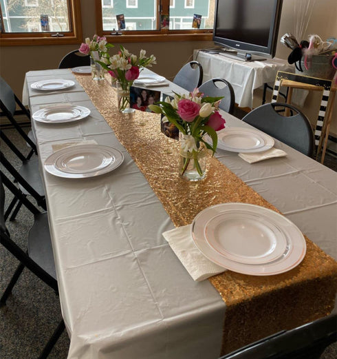 B-COOL Gold Table Runners 4 Pieces 12x72 Inch Gold Party Table Decorations for Rectangle Gold Decor Gold Sequin Runner