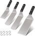 Metal Spatula Set of 8, Leonyo Stainless Steel Griddle Turner Scraper for Flat Top Grill Teppanyaki Cast Iron BBQ Cooking Pancake, Heavy Duty & Dishwasher Safe, Attach 4 Hanging Hooks, Great Men Gift