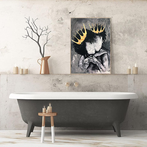 Black Love Wall Art Abstract King and Queen Crown Wall Art Decor Painting African American Couple Wall Art for Bedroom Decor Canvas on Wall Art African Couple Canvas Poster 16x24inch?No Frame ?