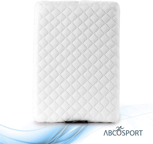 Abco Tech Memory Foam Knee Pillow for Side Sleepers Back Pain, Pregnancy, Leg Pain, Hip Pain and Sciatica Relief - Leg Pillow Wedge with Washable Cover and Bag