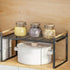 HGYZE Carbon Steel Kitchen Cabinet Counter Shelf Organizer, Sturdy Cupboard Stand Pantry Shelves - Add Storage Space to the countertop Bedroom Bathroom Office, Stackable Spice Rack (Black, 13€œx8.8)