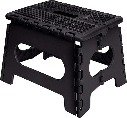 Simplify Black, Sturdy and Safe, Carrying Handle, Easy to Open, for Kitchen, Bathroom, Bedroom, or Adults 9" Anti-Skid Folding Step Stool, Lightweight