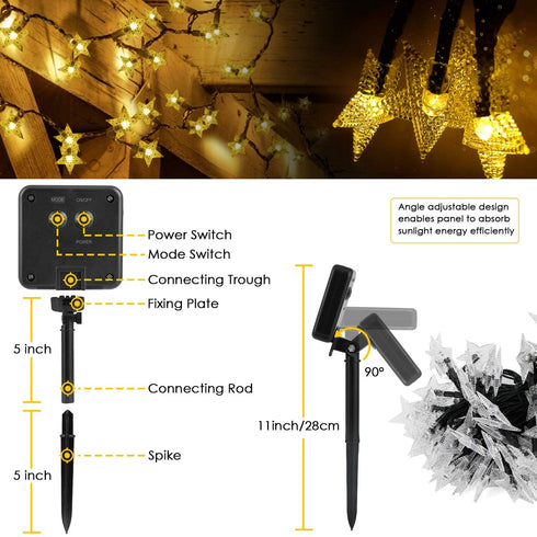 Solar Star String Lights 40Ft 100LED , KeShi 8 Modes Solar Powered Twinkle Fairy Lights, Waterproof Star Twinkle Lights for Outdoor, Gardens, Lawn Patio, Landscape, Christmas, Warm White