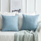 MIULEE Pack of 2 Spring Decorative Throw Pillow Covers Linen Burlap Square Solid Farmhouse Modern Concise Throw Cushion Case Pillowcase for Sofa Car Couch 20x20 Inch 50x50 cm Light Blue