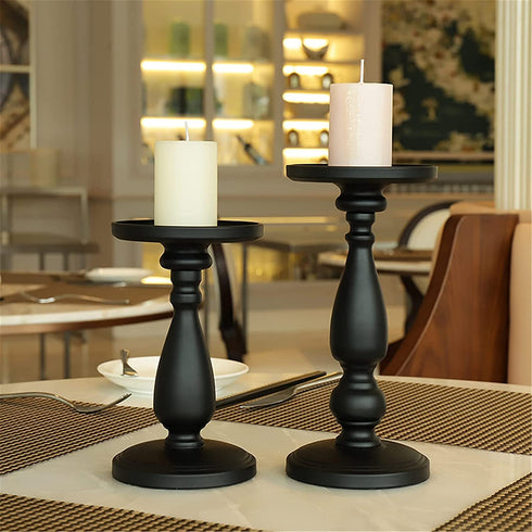 Candle Holders for Pillar Candles Metal Candlestick Holder 2 Pcs Candleholders Stand for LED Tea Light Candles, Ornament for Birthday, Wedding and Home Decoration