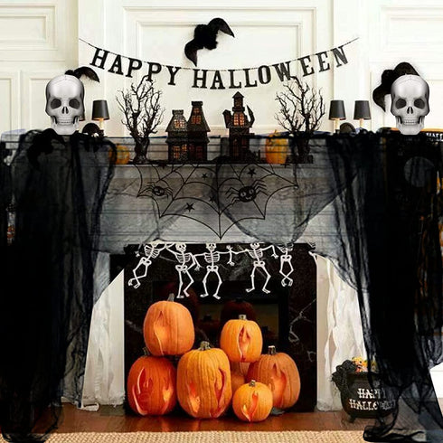 Yunfan 9.84yards x 79" Halloween Creepy Cloth + Spider Web Halloween Decorations Outdoor Indoor Party Yard Spooky Backdrops Decor Supplies for Garden,Doorways,Haunted House,Windows,Home
