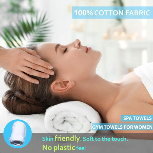 100% Cotton Gym Hand Towel -3 Pack for Exercise,Sport, Work Out, Sweat, Hiking ,spa, Basketball, Machine Washable White Perfect for Men and Women Super Absorbent Plus Bonus Gym Bag