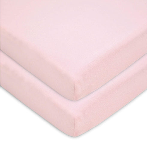 American Baby Company 2 Pack 100% Natural Cotton Value Jersey Knit Fitted Pack N Play Playard Sheet, Pink, Soft Breathable, for Girls