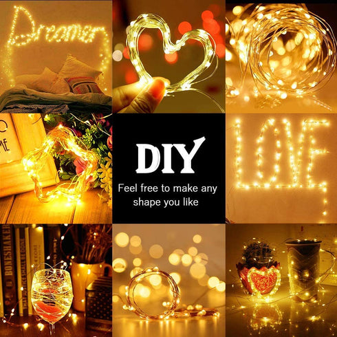 Outdoor Solar String Lights, 2 Pack 33FT 100LED Waterproof Solar Powered Fairy Lights Warm White, 8 Modes Solar Copper Wire Fairy Lights for Xmas, Patio, Yard, Tree, Garden, Wedding, Party, Lawn