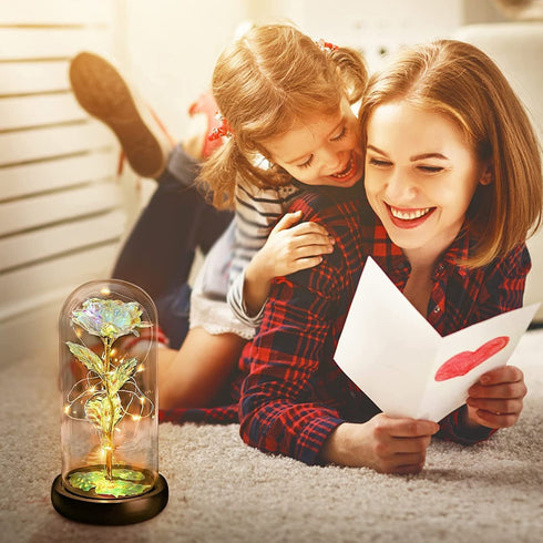 Gifts for Mom Women,Mothers Day Mom Gifts from Daughter Son Husband,Colorful Artificial Rose Flower with LED,Birthday Gifts for Women Mom Wife Grandma Mothers Day Valentines Day Anniversary