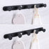 Towel Hook Rack Matte Black, Angle Simple SUS304 Stainless Steel Bathroom Hook Rail 5 Hooks, Utility Kitchen Towel Holder, Wall Mount