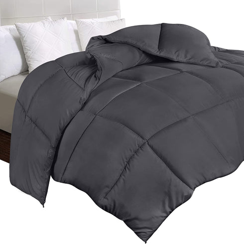 Utopia Bedding Comforter Duvet Insert - Quilted Comforter with Corner Tabs - Box Stitched Down Alternative Comforter (Twin, Grey)