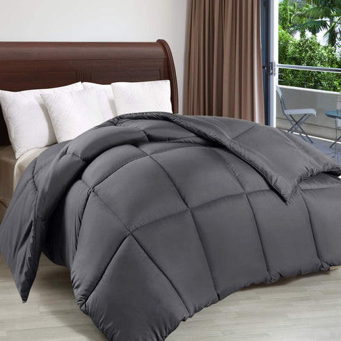 Utopia Bedding Comforter Duvet Insert - Quilted Comforter with Corner Tabs - Box Stitched Down Alternative Comforter (Twin, Grey)