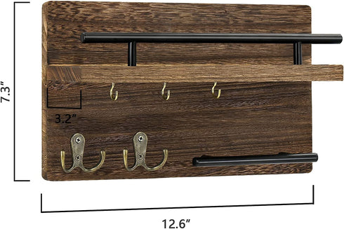 Key Holder for Wall Decorative with Key Hooks, Mail Organizer Wall Mounted, Key Hangers with Mail Shelf for Wall, Key Racks and Mail Holder for Wall