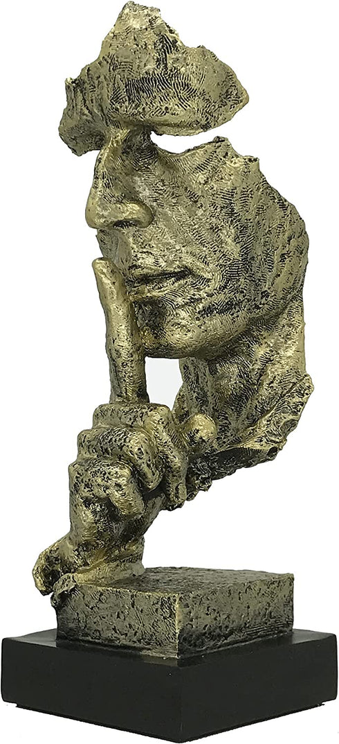 Abstract Sculpture Statue Sandstone Resin Keep Silent for Home Desktop Bookshelf Office Decoration 13.6 inches Tall (Gold)