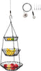 AOMRYOM 3 Tier Hanging Basket with Adjustable Wall Mount Ceiling Hanging Hooks, Rustic Country Style Fruit and Vegetable Basket Space Saving, Kitchen Storage Baskets, Black Heavy Duty Wire Organizer