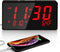 BOCTOP Desk Digital Alarm Clock, Large Numbers Red 6" LED Display, with USB Port for Charging, 0-100% Brightness Dimmer, Temperature, Snooze , Adjustable Alarm Volume?Small Bedside Clocks.