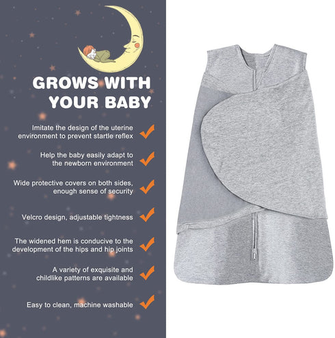 Ftikvo Swaddle-Blanket Baby Girl & Boy Swaddles Newborn Sleep Sack Infant Transition Safe Wrap Blankets 100% Cotton Breathable (Grey, Large, 3-6 Month)