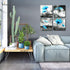 HLJ ART Modern Salon Theme Black and White Peacock Blue Vase Flower Painting Still Life Canvas Wall Art for Home Bathroom Living Room Wall Decor