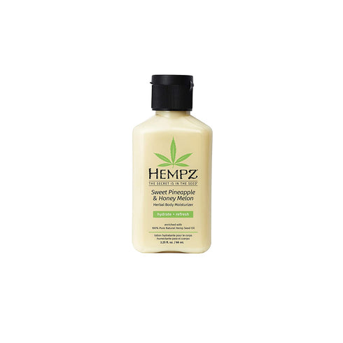 Hempz Sweet Pineapple & Honey Melon Moisturizing Skin Lotion, Natural Hemp Seed Herbal Body Moisturizer with Jojoba, Natural Extracts, Vitamins A and E, 2.25 oz