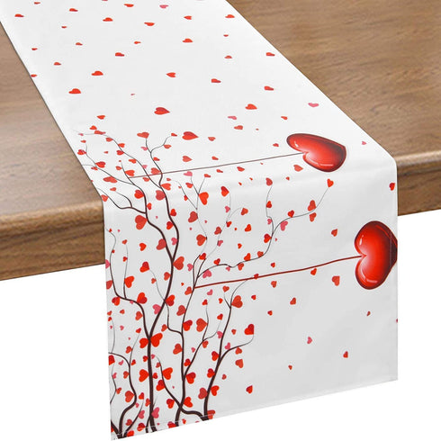 Alishomtll Valentine's Day Table Runner Love Heart Table Runners, Red Heart Waterproof Table Runners for Valentine's Day, Party, Gift, Decor, 14 x 108 inches